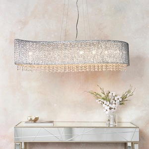 Chrome Plate Endon Galina 8 Light Ceiling Pendant, Clear Crystal