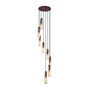 Modern Cluster Ceiling Pendant Light Searchlight Sweden 8 Mocha, Amber Glass 88920-8mo