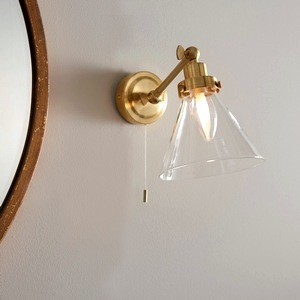 Vanity Wall Lamp Endon Faraday Bathroom Light, Satin Brass, Clear Glass