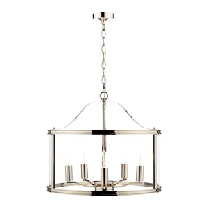 Hanging Ceiling Lantern Ashley Harrington Five Light Lamp, Polished Nickel 