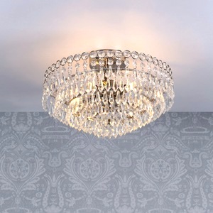 Flush Mount Ceiling Light Ashley Enid Five Crystal Semi Lamp 