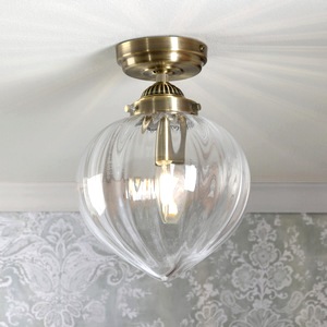 Modern Flush Ceiling Lamp Ashley Whitham Bathroom Light, Ribbed Glass