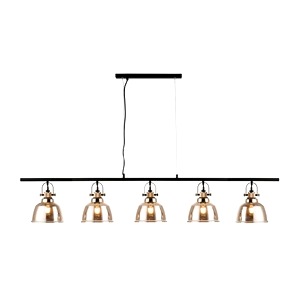 Ceiling Bar Lamp Impex Ava Five Light Pendant Gold Glass Shades