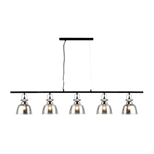 Bar Pendant Ceiling Lamp Impex Ava Five Light Smoked Glass Shades 