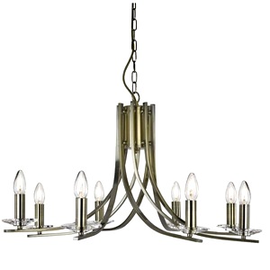 Multi Arm Ceiling Light Searchlight Ascona 8 Antique Brass