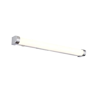 White Ribbed Endon Moda Bathroom Wall Lamp, Chrome