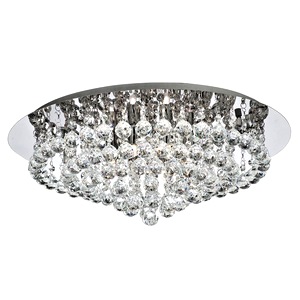Reflective Polished Chrome Searchlight 3408-8cc Hanna 8 Light Crystal Flush Ceiling Lamp