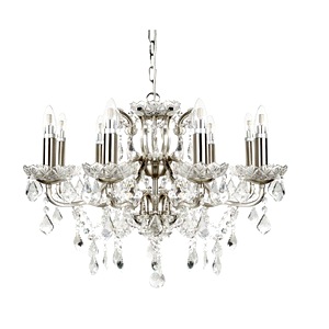 Muted Silver Surface Searchlight Paris Eight Light, Satin Crystal Glass