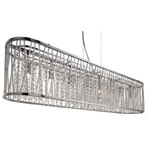 Chrome Searchlight Elise 8 Light Ceiling Pendant Lamp, Crystal Droplets