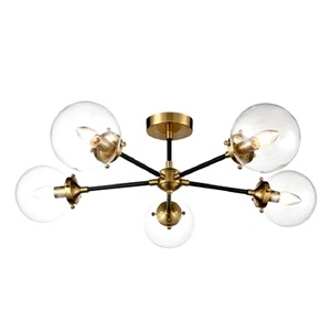 Antique Gold Five Light Semi Flush Lamp